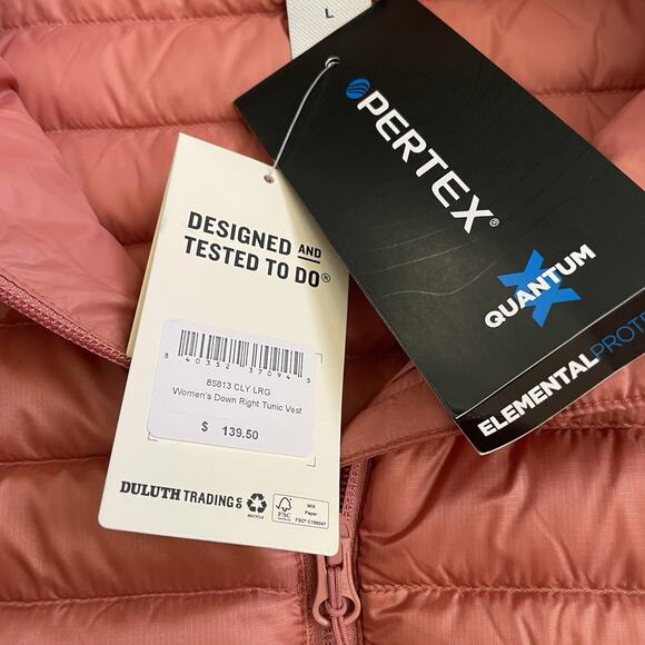 NEW Duluth Trading Co Down Right Tunic Vest Size Large Orange 650 Duck Down - Picture 7 of 9